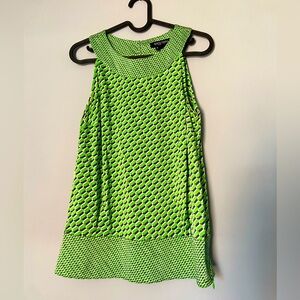 Beautiful Lime Green Etcetera 95% Silk Tank Top. 3 Buttons around the neck.